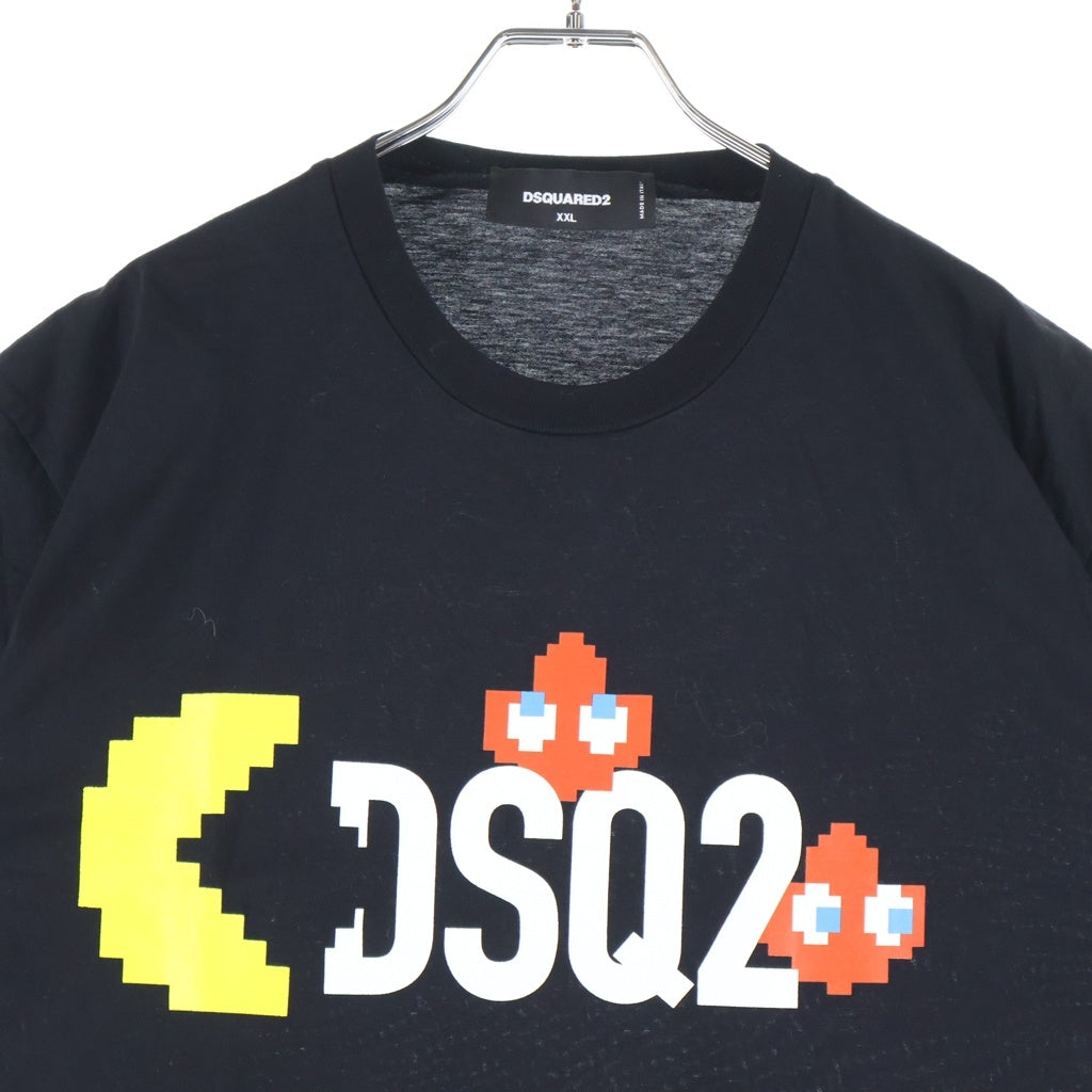 DSQUARED2(ディースクエアード) パックマンコラボ Tシャツ 半袖 カットソー コットン ブラック S71GD1352 S23009