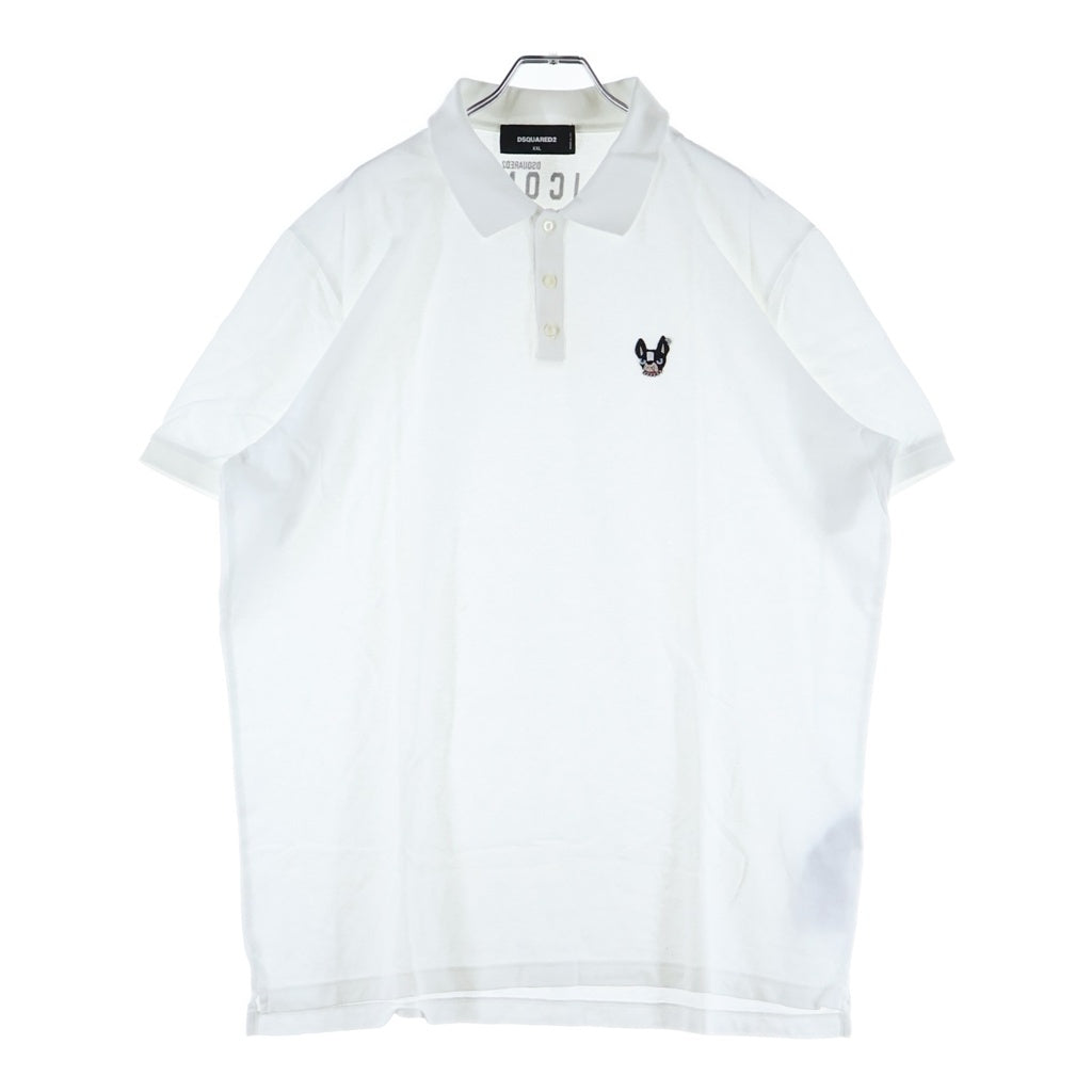 DSQUARED2(ディースクエアード) ポロシャツ Tシャツ 半袖 ロゴ ワッペン コットン ホワイト S79GL0005 S22743