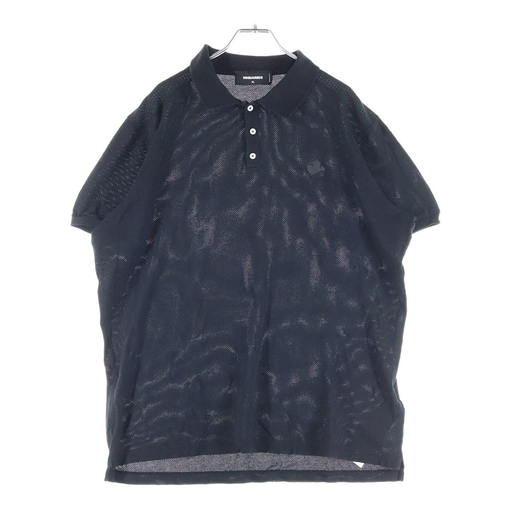 DSQUARED2(ディースクエアード) ポロシャツ 半袖 Tシャツ カットソー メッシュ ブラック S74GL0060 S24276