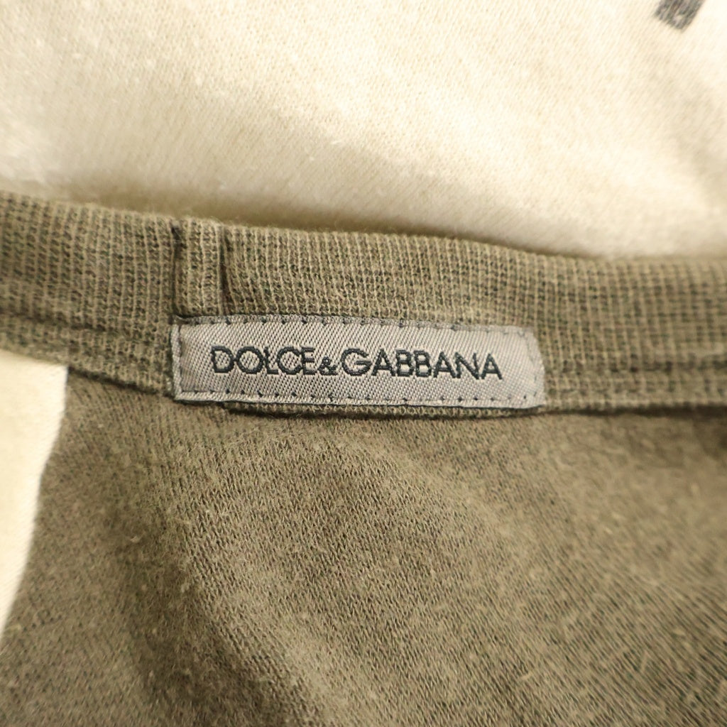 DOLCE & GABBANA(ドルチェアンドガッバーナ) モハメドアリ ラグラン Tシャツ 半袖 カットソー コットン カーキ/ホワイト