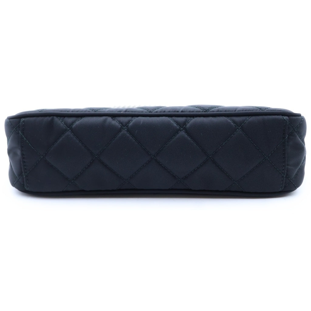 PRADA(プラダ) キルティング チェーンショルダーバッグ ハンドバッグ 2WAY ブラック ナイロン 1BH026 シルバー金具 レディース