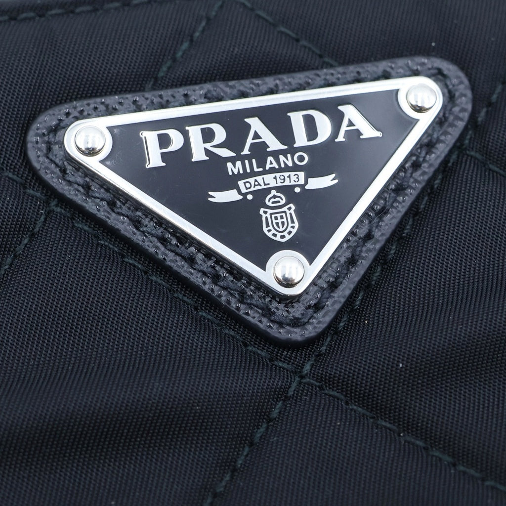 PRADA(プラダ) キルティング チェーンショルダーバッグ ハンドバッグ 2WAY ブラック ナイロン 1BH026 シルバー金具 レディース