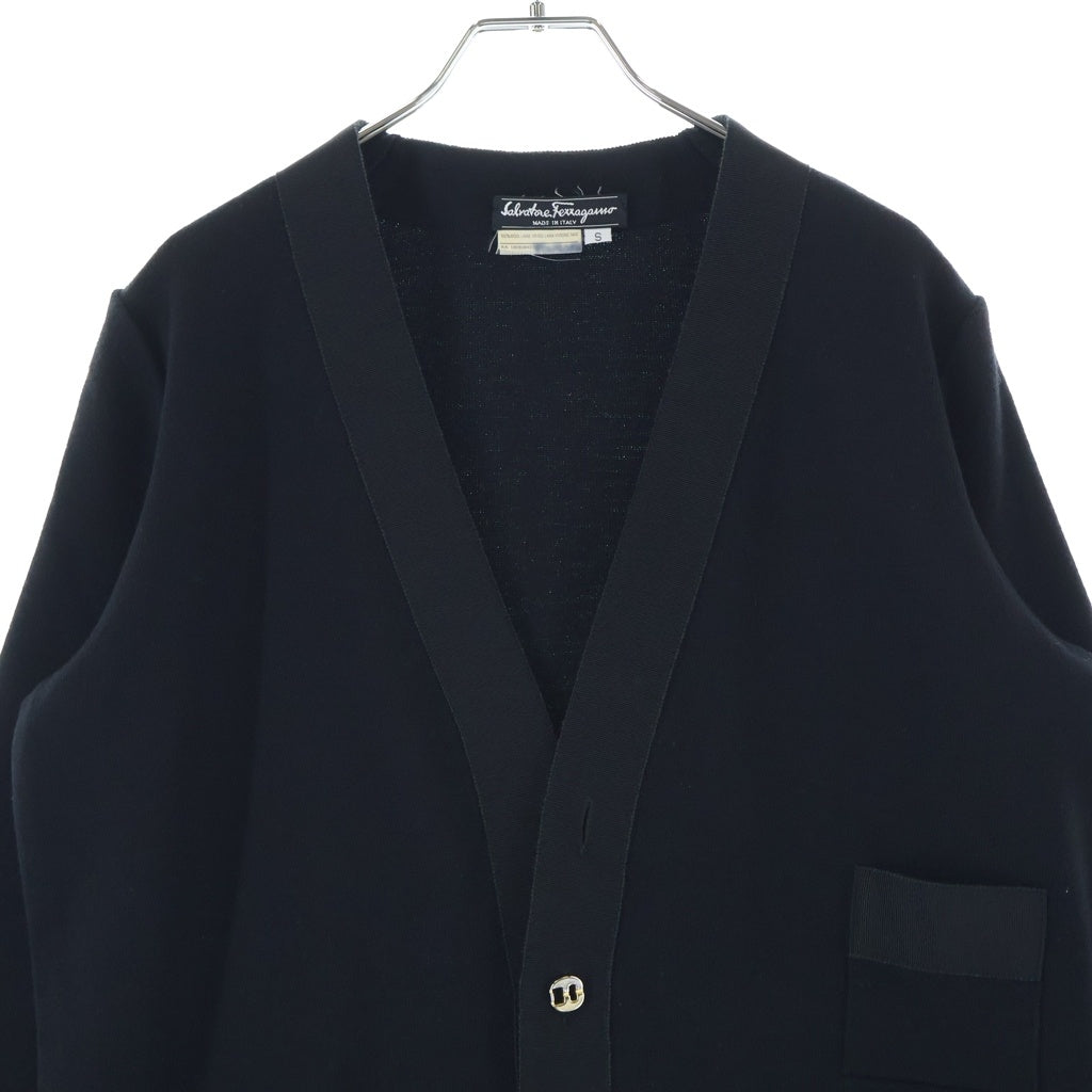 Salvatore Ferragamo(サルヴァトーレ フェラガモ) Fロゴボタン Vネック ニットカーディガン ブラック レディース
