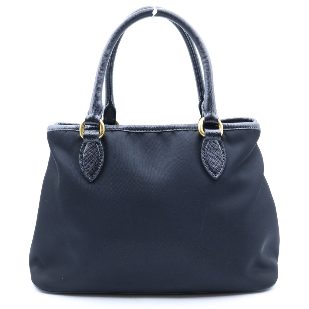 PRADA(プラダ) サフィアーノ 2WAYショルダーバッグ ハンドバッグ ブラック ナイロン×レザー 1BA173 ゴールド金具 レディース