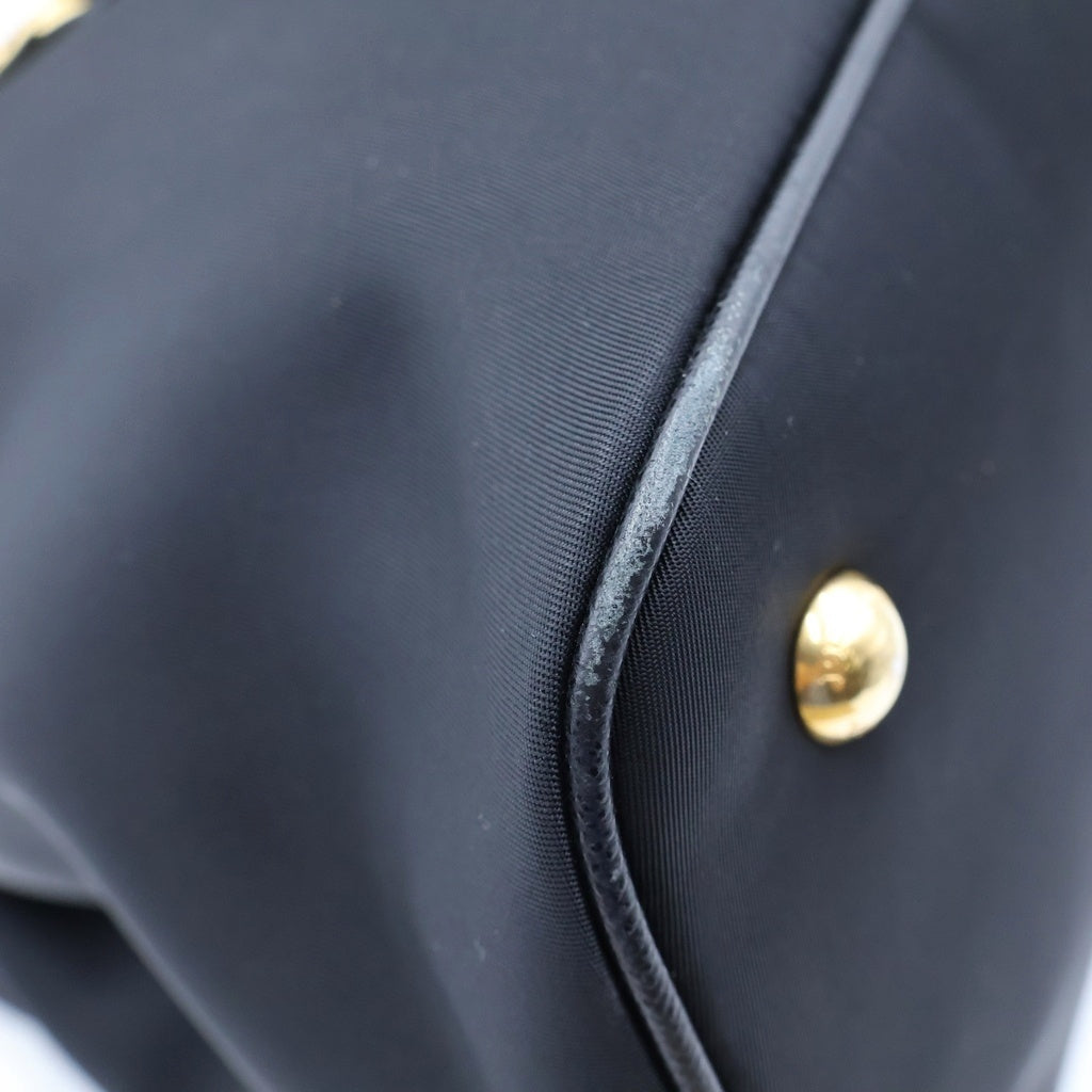 PRADA(プラダ) サフィアーノ 2WAYショルダーバッグ ハンドバッグ ブラック ナイロン×レザー 1BA173 ゴールド金具 レディース