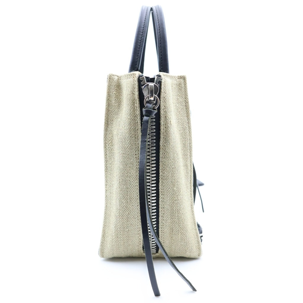 BALENCIAGA(バレンシアガ) ペーパー ミニ 2WAYハンドバッグ ショルダーバッグ ベージュ×ブラック キャンバス×レザー 370926 シルバー金具 レディース