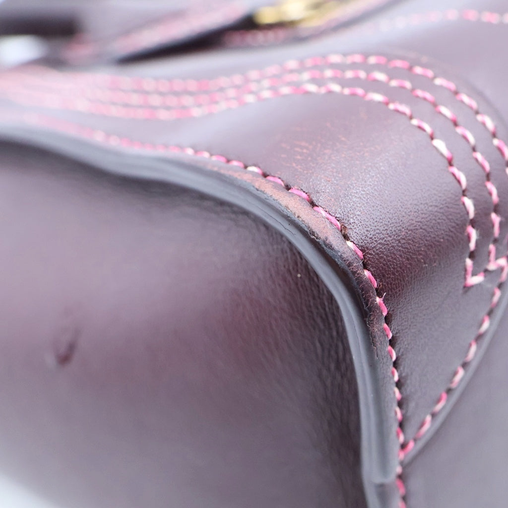 CELINE(セリーヌ) ラゲージ ナノ ショッパー 2WAYハンドバッグ ショルダーバッグ ボルドー ワインレッド レザー ゴールド金具 レディース