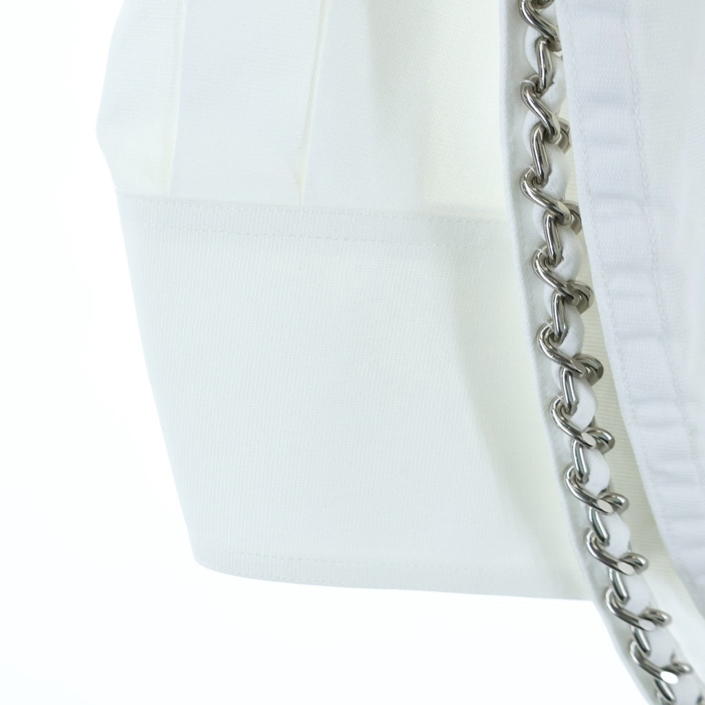 CHANEL(シャネル) 26AW ×Charvet シャルベ ロゴ刺繍 パールボタン チェーン装飾 長袖シャツ ブラウス ホワイト レディース P81751V74502