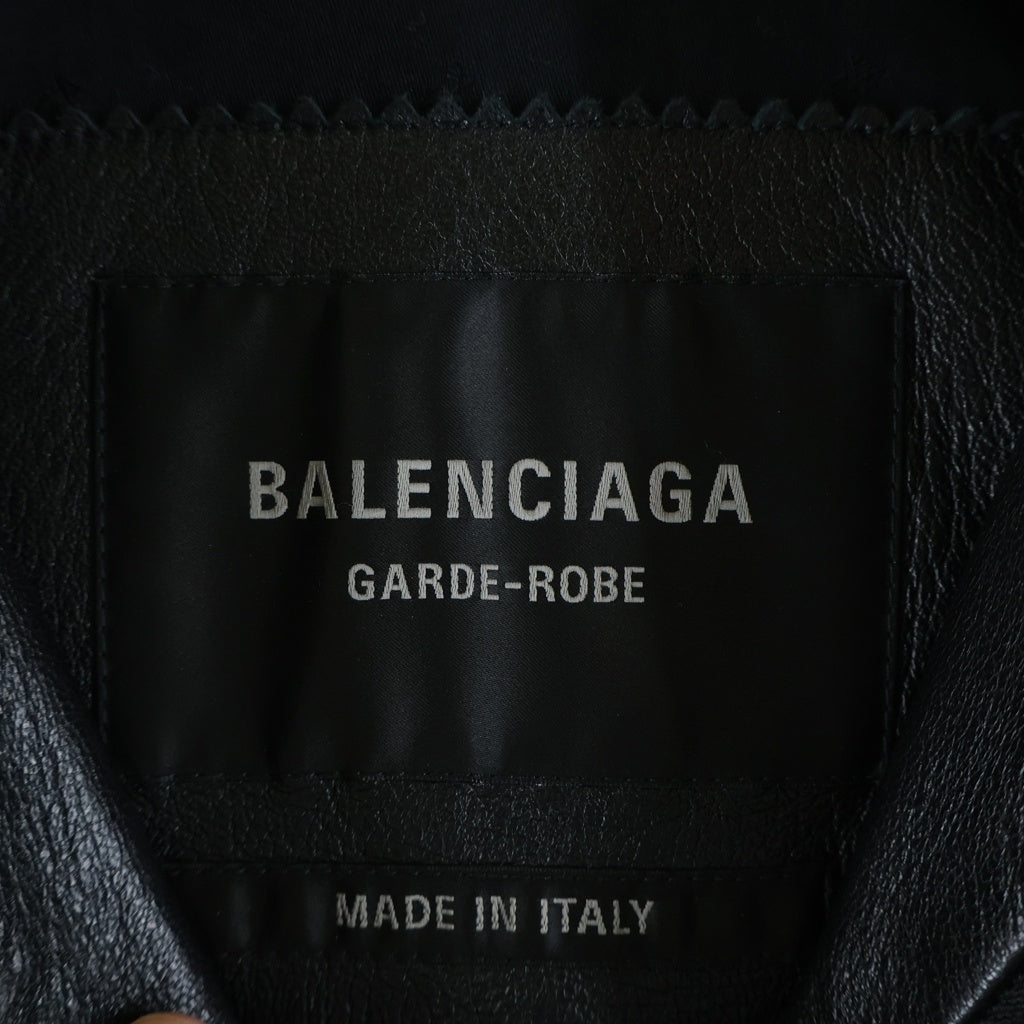 BALENCIAGA(バレンシアガ) 25AW Nano bb エンボスロゴ ラムスキン レザー ジップアップ ジャケット ブラック 831042
