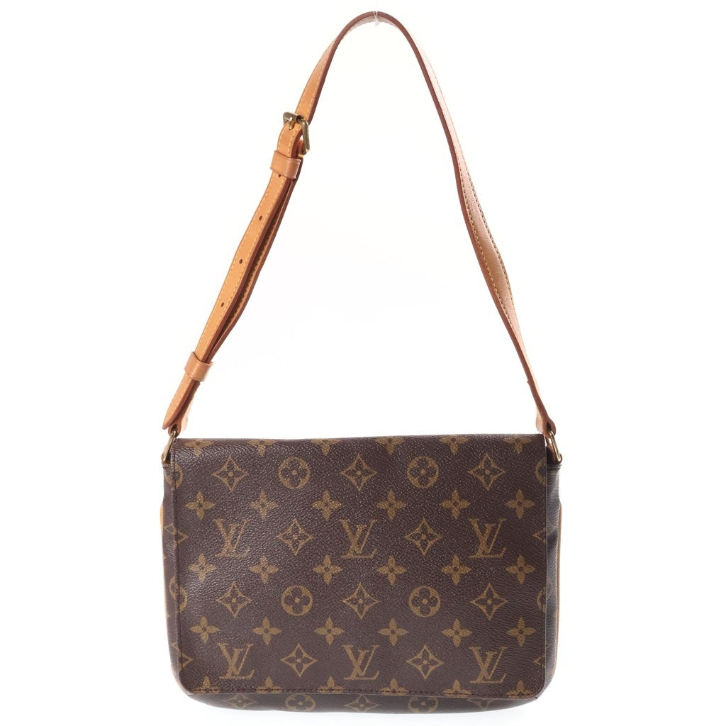 LOUIS VUITTON(ルイヴィトン) モノグラム ミュゼットタンゴ ショルダーバッグ ブラウン レザー×PVC M51257 ゴールド金具 レディース