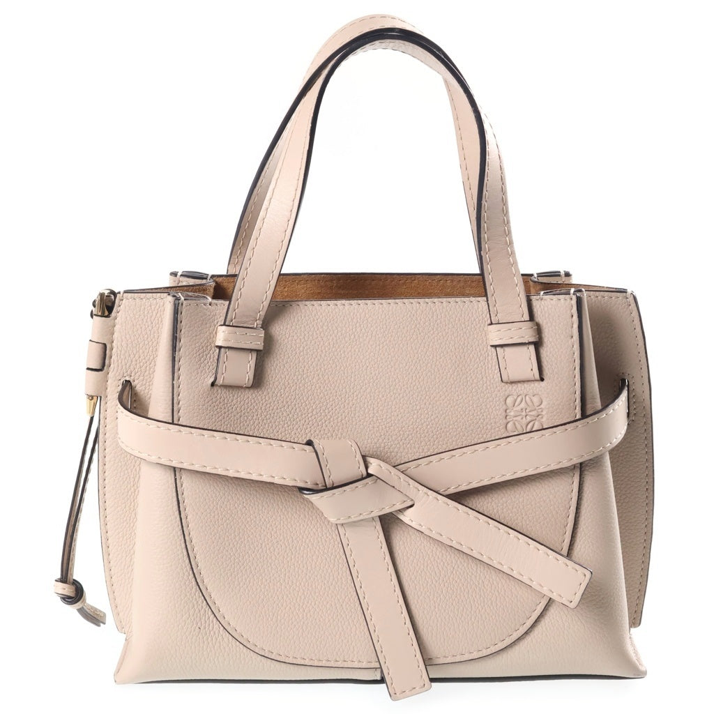 LOEWE(ロエベ) ゲート トップハンドルバッグ ミニ ハンドバッグ ベージュ レザー ゴールド金具 レディース