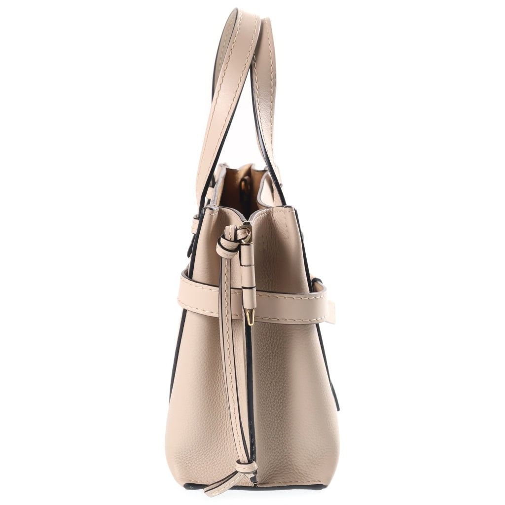 LOEWE(ロエベ) ゲート トップハンドルバッグ ミニ ハンドバッグ ベージュ レザー ゴールド金具 レディース