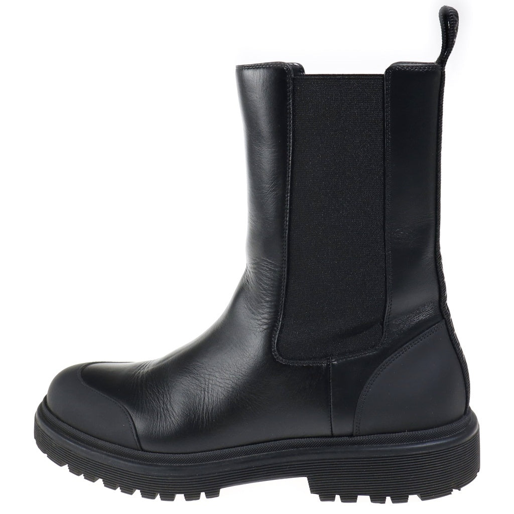 MONCLER(モンクレール) PATTY CHELSEA ANKLE BOOTS パティー チェルシー アンクル レザー サイドゴア ハイカット ショートブーツ ブラック レディース