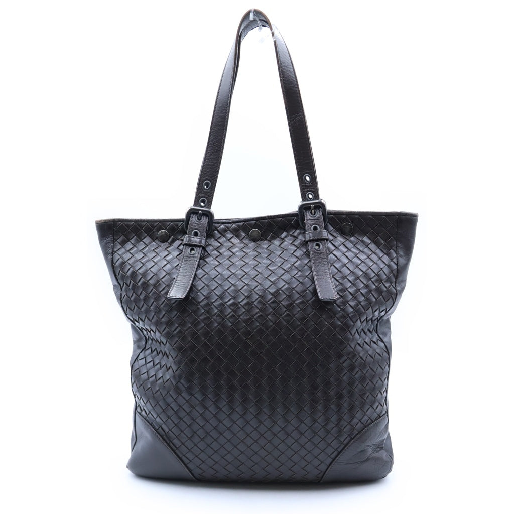 BOTTEGA VENETA(ボッテガヴェネタ) イントレチャート トートバッグ ハンドバッグ ブラウン レザー レディース
