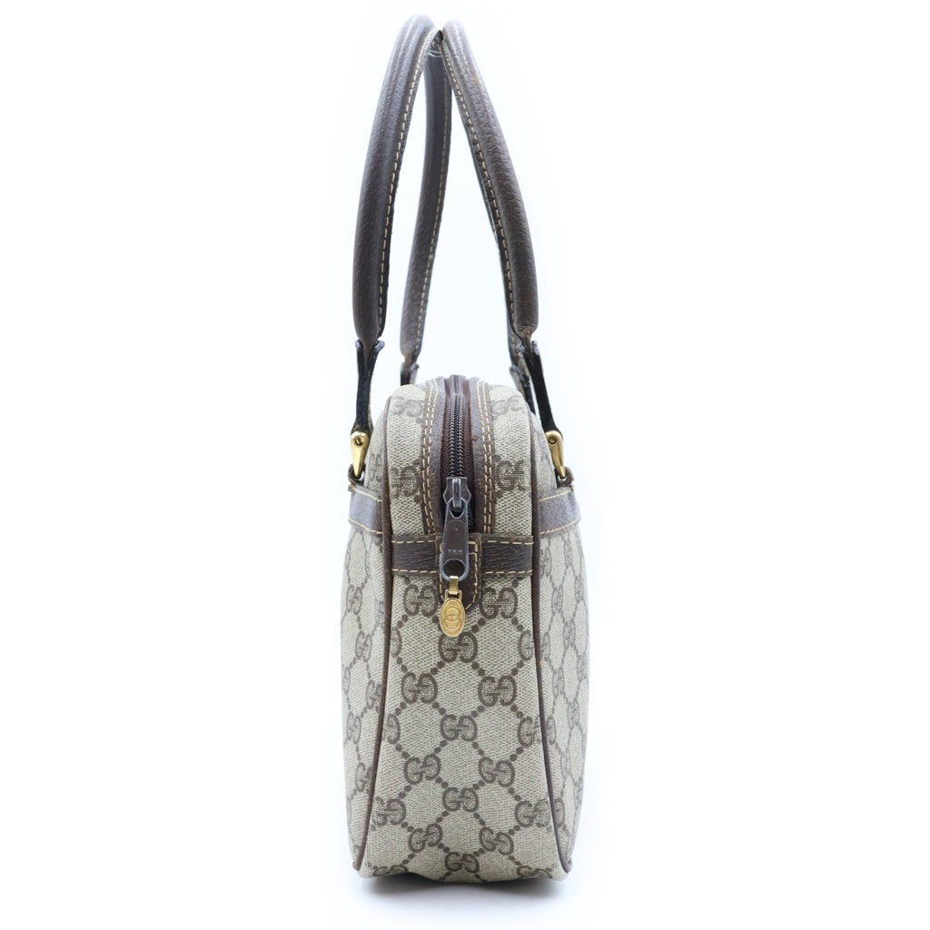 GUCCI(グッチ) シェリーライン ビジネスバッグ ハンドバッグ ブラウンベージュ レザー×PVC ゴールド金具 レディース
