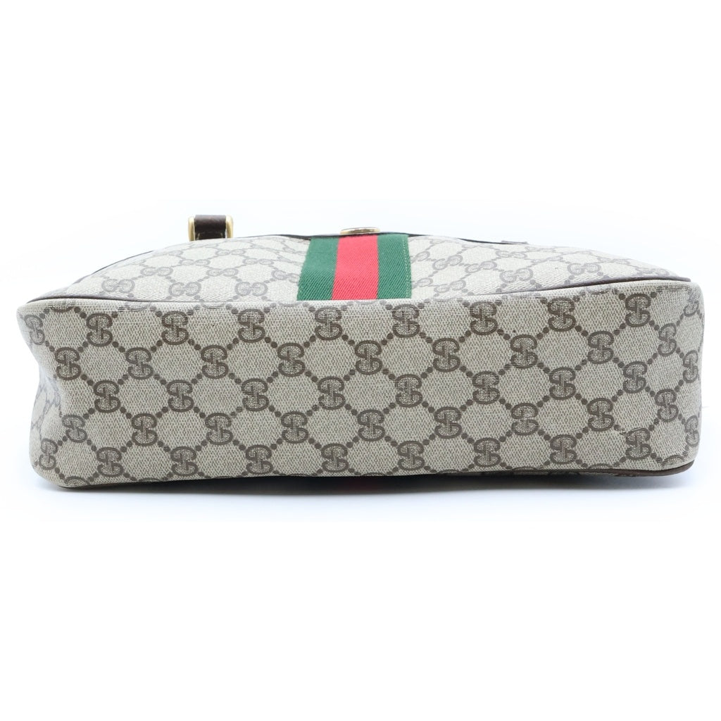 GUCCI(グッチ) シェリーライン ビジネスバッグ ハンドバッグ ブラウンベージュ レザー×PVC ゴールド金具 レディース