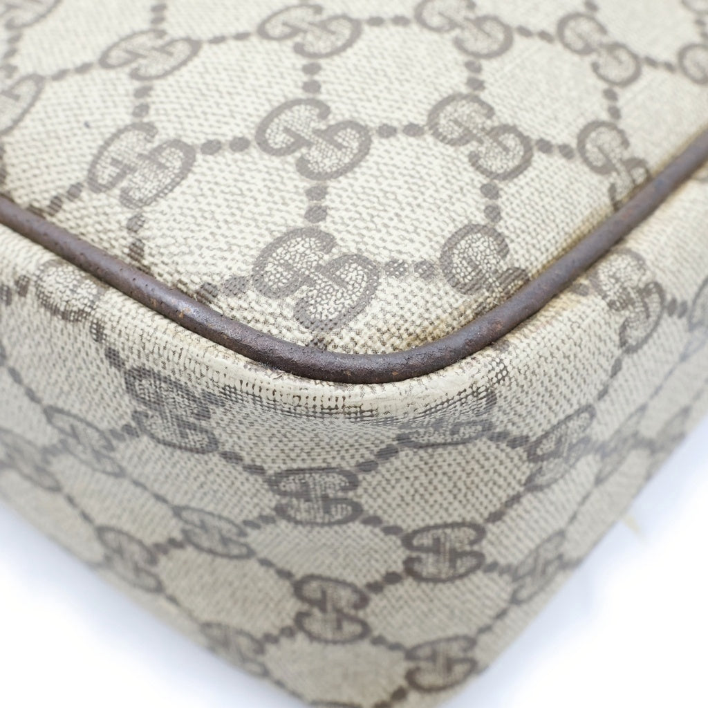 GUCCI(グッチ) シェリーライン ビジネスバッグ ハンドバッグ ブラウンベージュ レザー×PVC ゴールド金具 レディース