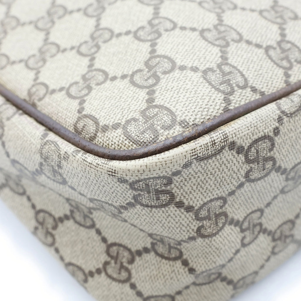 GUCCI(グッチ) シェリーライン ビジネスバッグ ハンドバッグ ブラウンベージュ レザー×PVC ゴールド金具 レディース