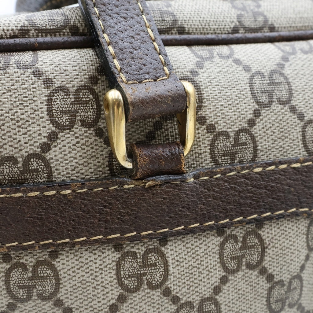 GUCCI(グッチ) シェリーライン ビジネスバッグ ハンドバッグ ブラウンベージュ レザー×PVC ゴールド金具 レディース