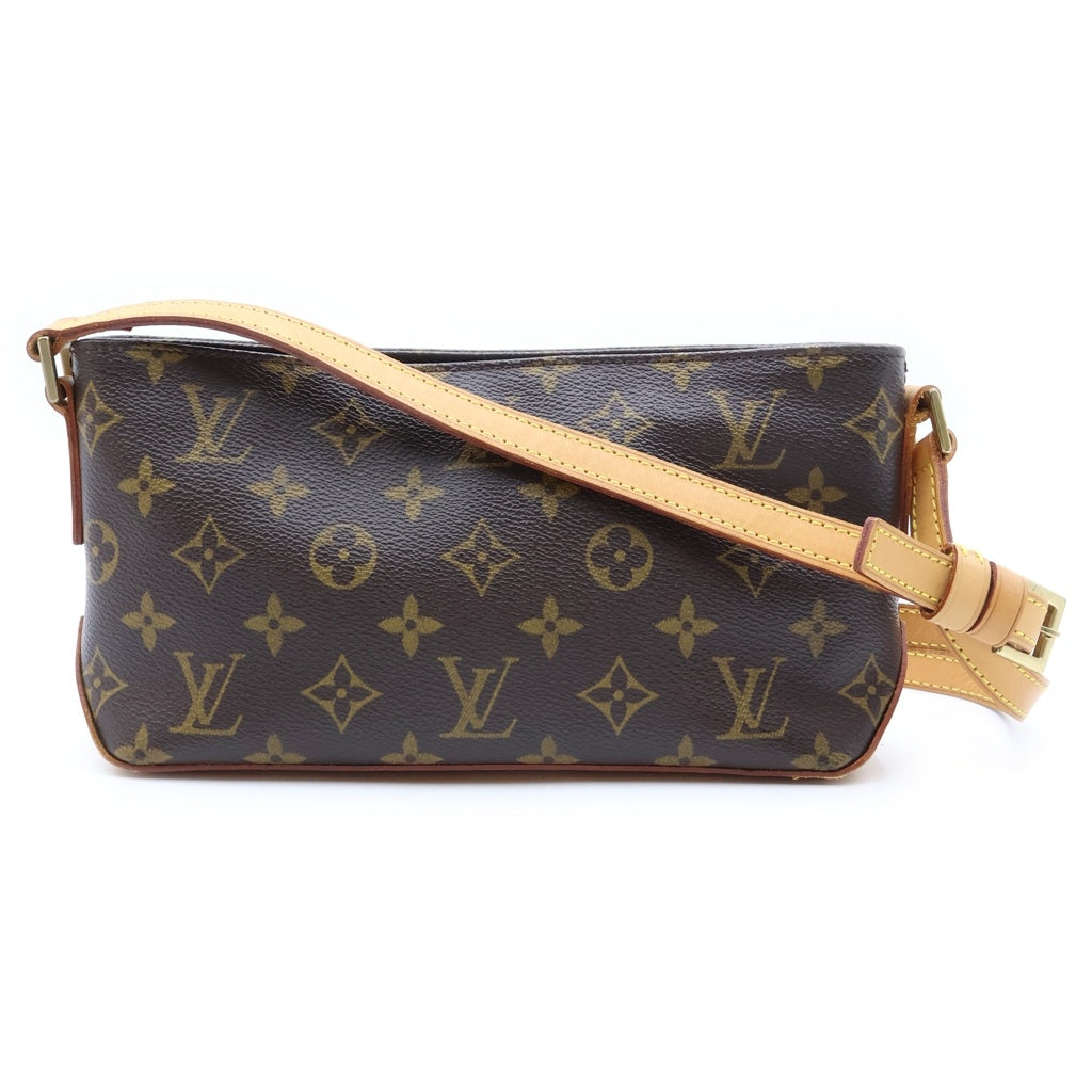 LOUIS VUITTON(ルイヴィトン) モノグラム トロター ショルダーバッグ ブラウン レザー×PVC M51240 ゴールド金具 レディース