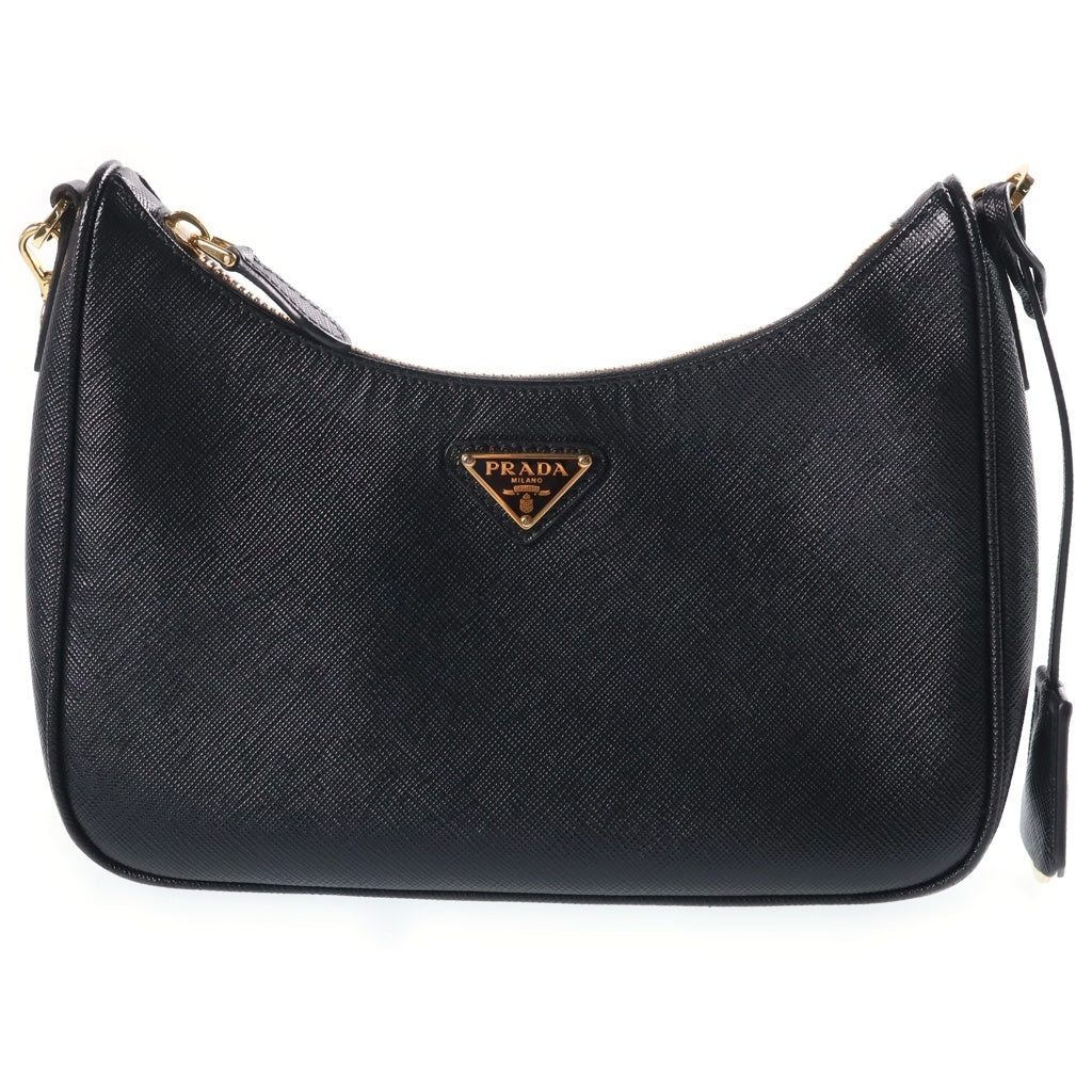 PRADA(プラダ) Re-Edition 2WAYチェーンハンドバッグ ショルダーバッグ ブラック レザー 1BH204 ゴールド金具 レディース