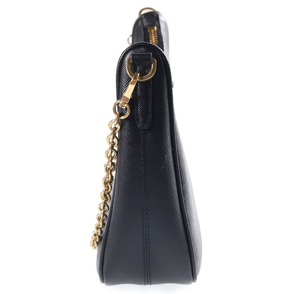 PRADA(プラダ) Re-Edition 2WAYチェーンハンドバッグ ショルダーバッグ ブラック レザー 1BH204 ゴールド金具 レディース
