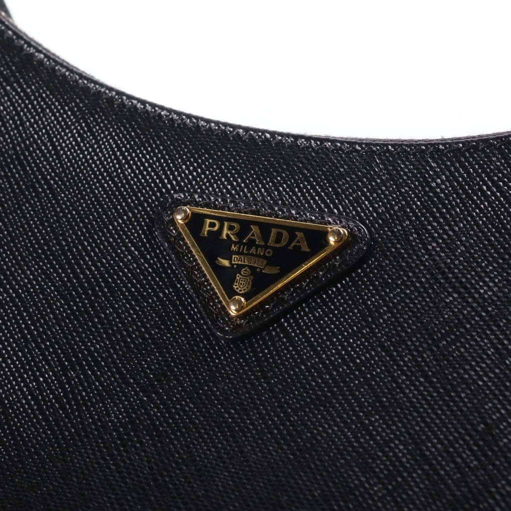 PRADA(プラダ) Re-Edition 2WAYチェーンハンドバッグ ショルダーバッグ ブラック レザー 1BH204 ゴールド金具 レディース