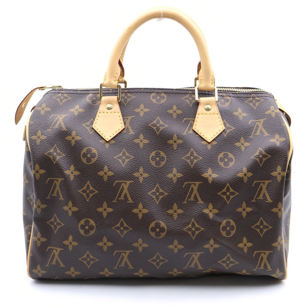 LOUIS VUITTON(ルイヴィトン) モノグラム スピーディ30 ハンドバッグ ボストンバッグ ブラウン レザー×PVC M41108 ゴールド金具 レディース
