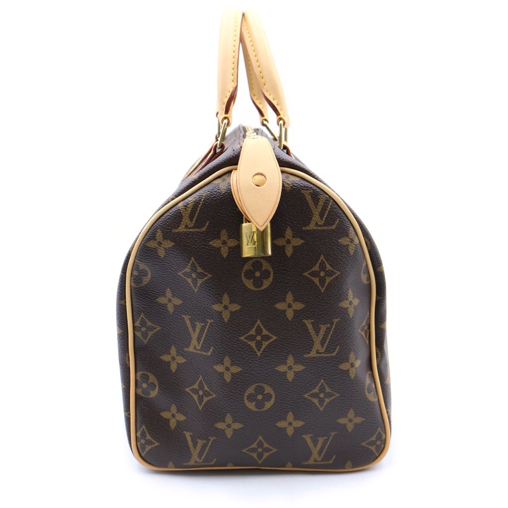 LOUIS VUITTON(ルイヴィトン) モノグラム スピーディ30 ハンドバッグ ボストンバッグ ブラウン レザー×PVC M41108 ゴールド金具 レディース