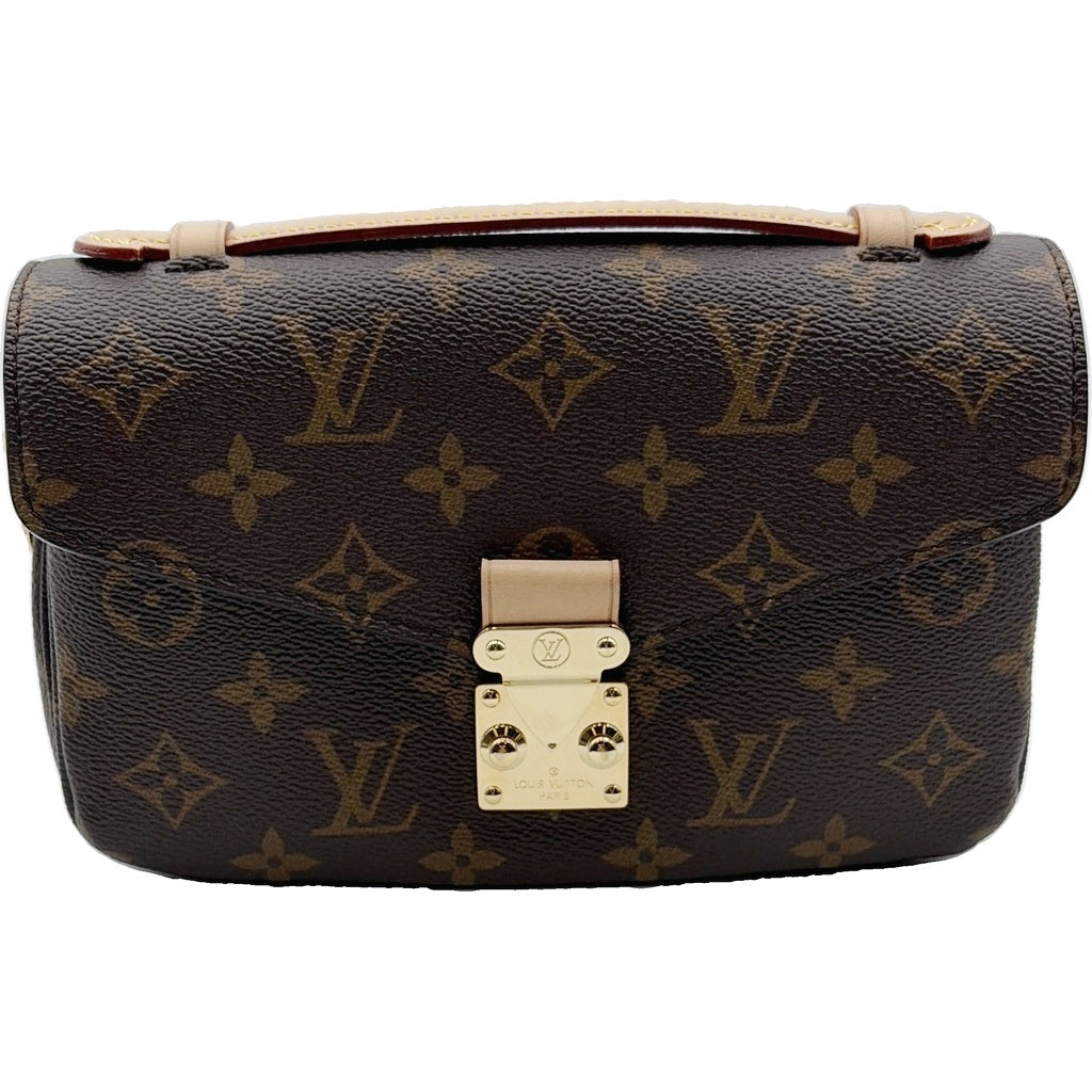 LOUIS VUITTON(ルイヴィトン) モノグラム メティスEW 2WAYチェーンハンドバッグ ショルダーバッグ ブラウン レザー×PVC M46279 ゴールド金具 レディース