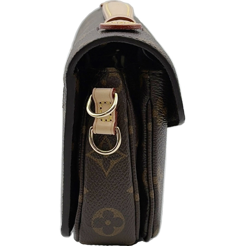 LOUIS VUITTON(ルイヴィトン) モノグラム メティスEW 2WAYチェーンハンドバッグ ショルダーバッグ ブラウン レザー×PVC M46279 ゴールド金具 レディース