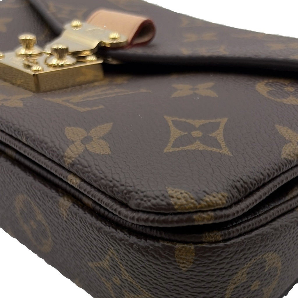 LOUIS VUITTON(ルイヴィトン) モノグラム メティスEW 2WAYチェーンハンドバッグ ショルダーバッグ ブラウン レザー×PVC M46279 ゴールド金具 レディース