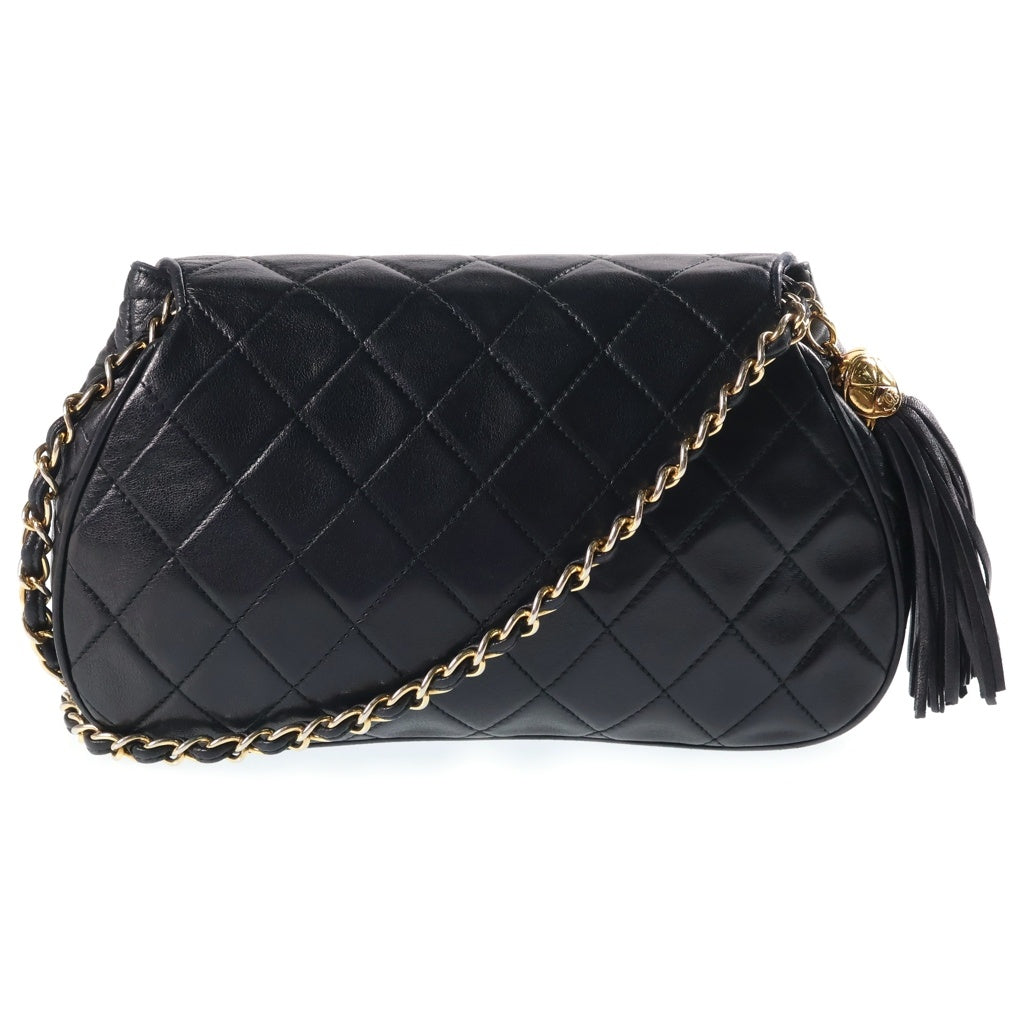 CHANEL(シャネル) マトラッセ チェーンショルダーバッグ ココマーク ターンロック ブラック ラムスキン 1番台 ゴールド金具
