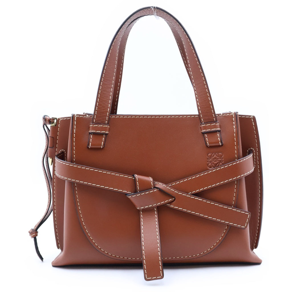 LOEWE(ロエベ) ゲート ミニ 2WAYハンドバッグ ショルダーバッグ ブラウン レザー ゴールド金具 レディース