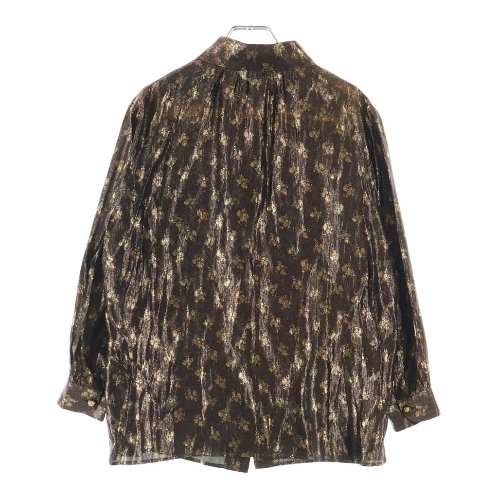 CHANEL(シャネル) 花柄 ラメ糸 バンドカラーシャツ ブラウン ゴールド D-TK-9064 レディース