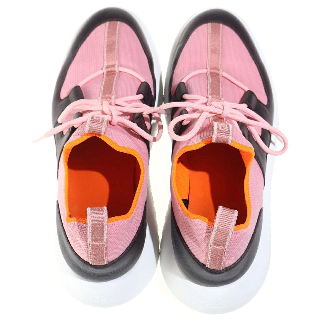 HERMES(エルメス) デュエル ローカットスニーカー ピンク×ブラウン レザー