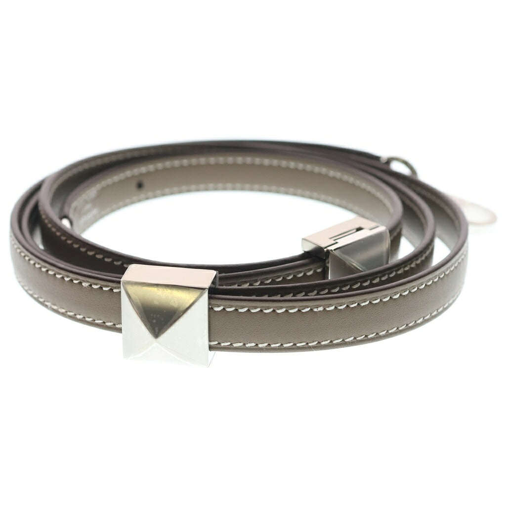 HERMES(エルメス) クルーメドール ストラップ ブラウン レザー エトゥープ シルバー金具 W刻印