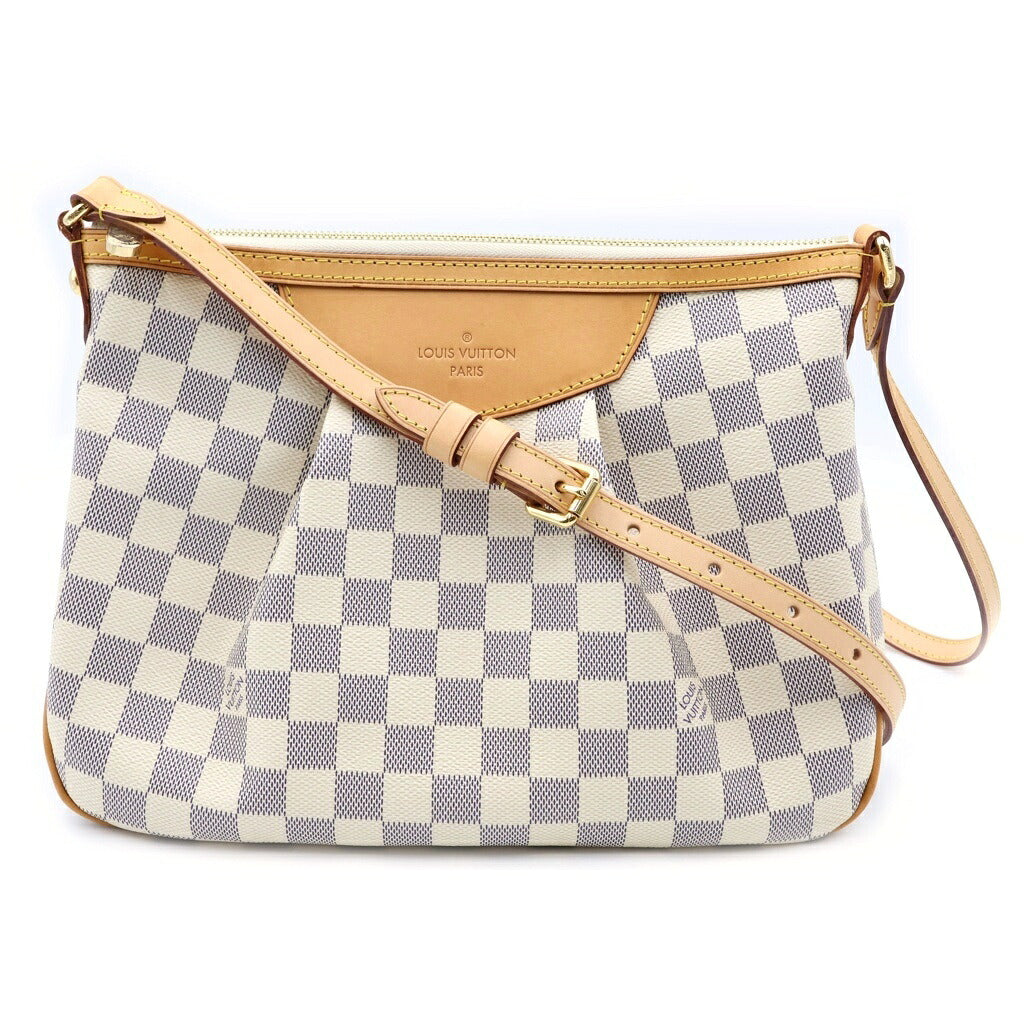 LOUIS VUITTON(ルイヴィトン) ダミエアズール シラクーサPM ショルダーバッグ ブラウン×アイボリー レザー×PVC N41113 ゴールド金具