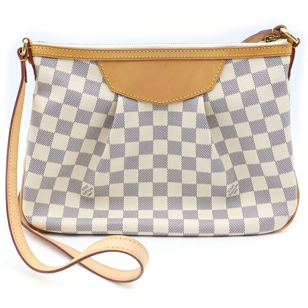 LOUIS VUITTON(ルイヴィトン) ダミエアズール シラクーサPM ショルダーバッグ ブラウン×アイボリー レザー×PVC N41113 ゴールド金具