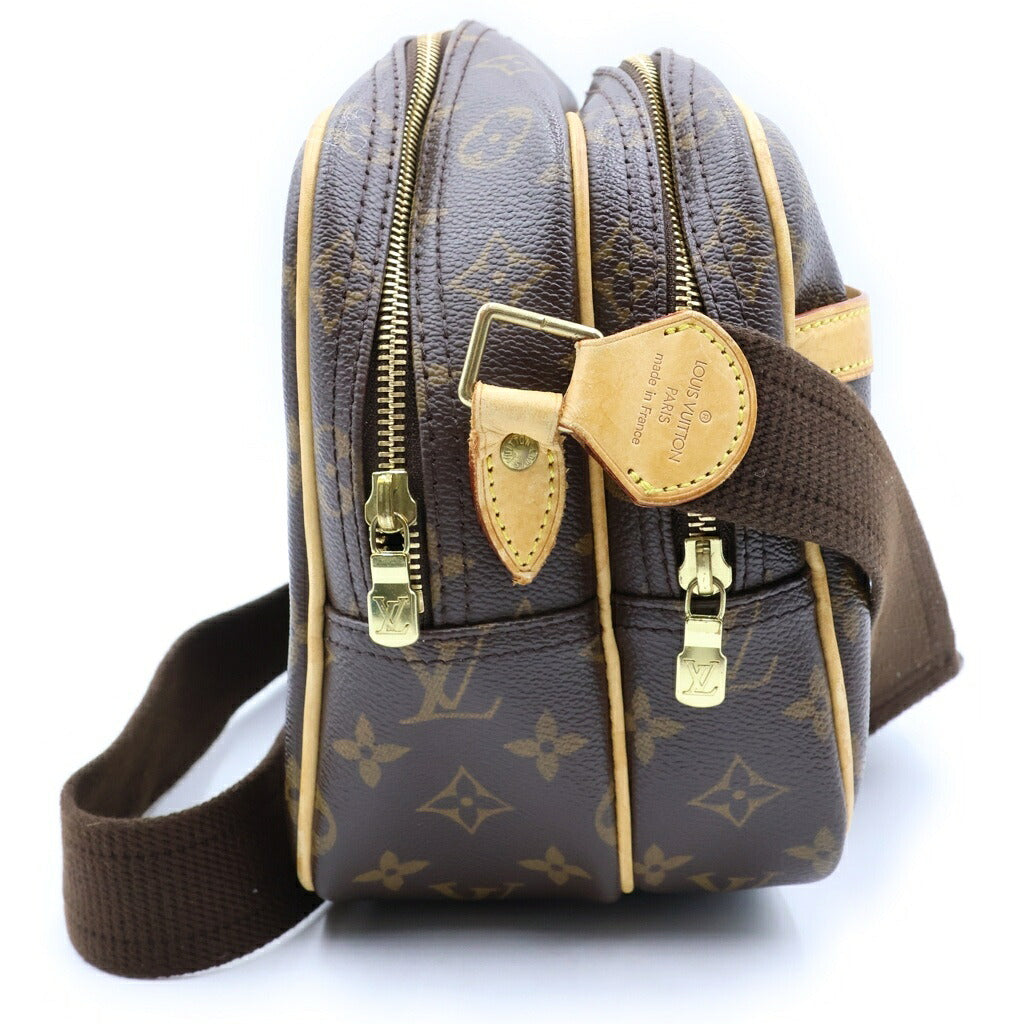 LOUIS VUITTON(ルイヴィトン) モノグラム リポーターPM ショルダーバッグ ブラウン レザー×PVC M45254 ゴールド金具
