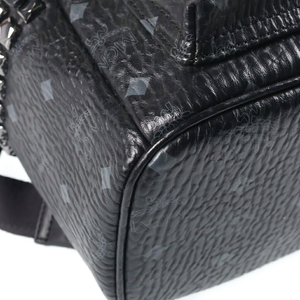 MCM(エム シー エム) ヴィセトス リュックサック バックパック ブラック レザー シルバー金具