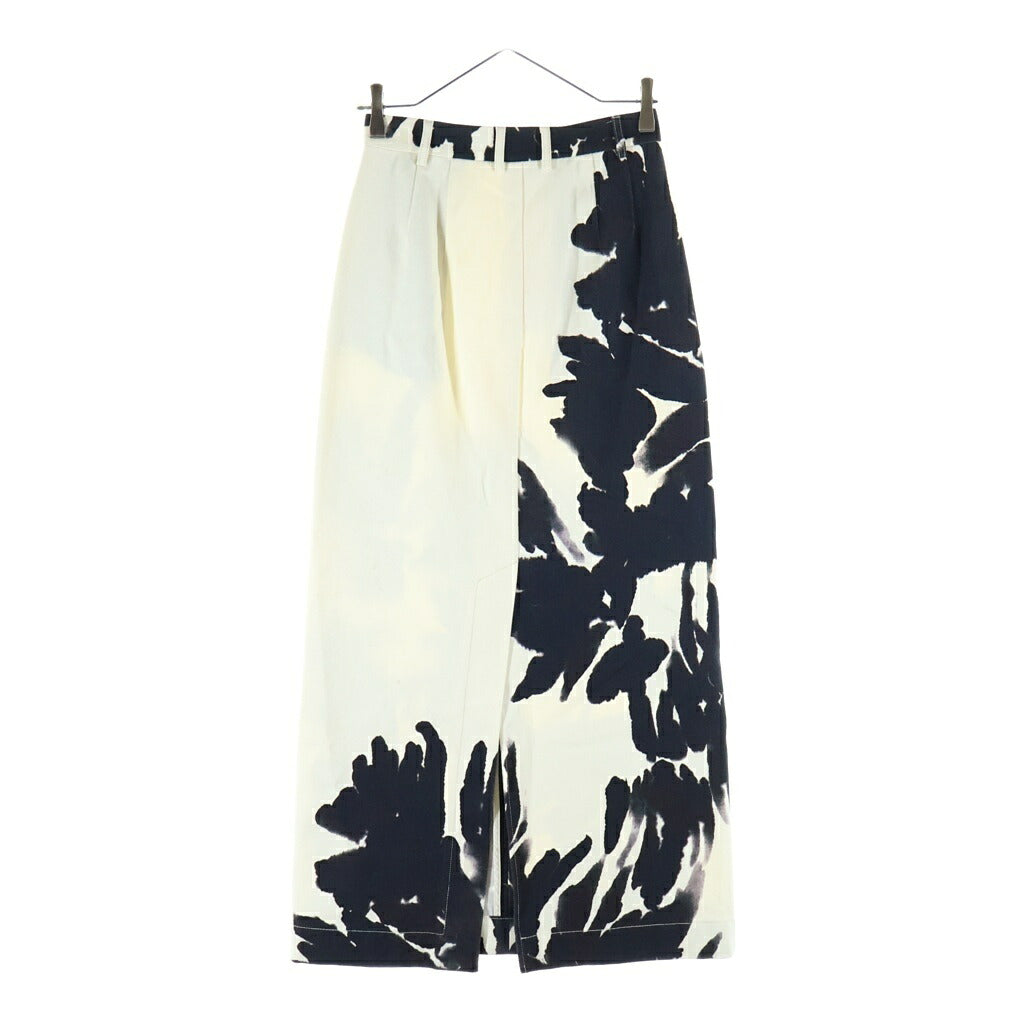 DRIES VAN NOTEN(ドリスヴァンノッテン) ロング スカート 総柄 コットン ホワイト/ブラック レディース