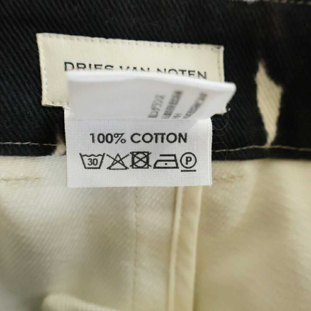 DRIES VAN NOTEN(ドリスヴァンノッテン) ロング スカート 総柄 コットン ホワイト/ブラック レディース