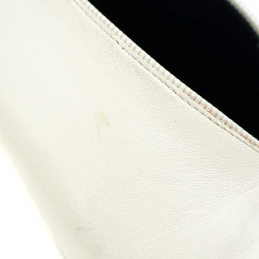 CELINE(セリーヌ) ポインテッドトゥ ヒール パンプス レザー ホワイト レディース