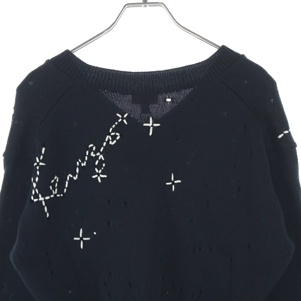 KENZO(ケンゾー) クロップド丈刺繍デザイン Vネックニット セーター ブラック 116674