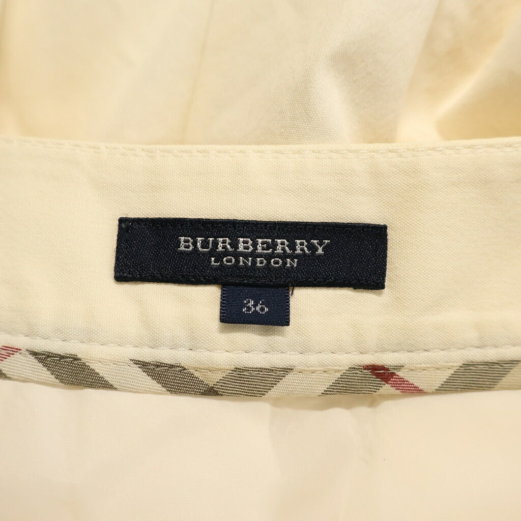 BURBERRY LONDON(バーバリーロンドン) シルク混 コットン プリーツ ミディアム スカート アイボリー レディース FXA79-465