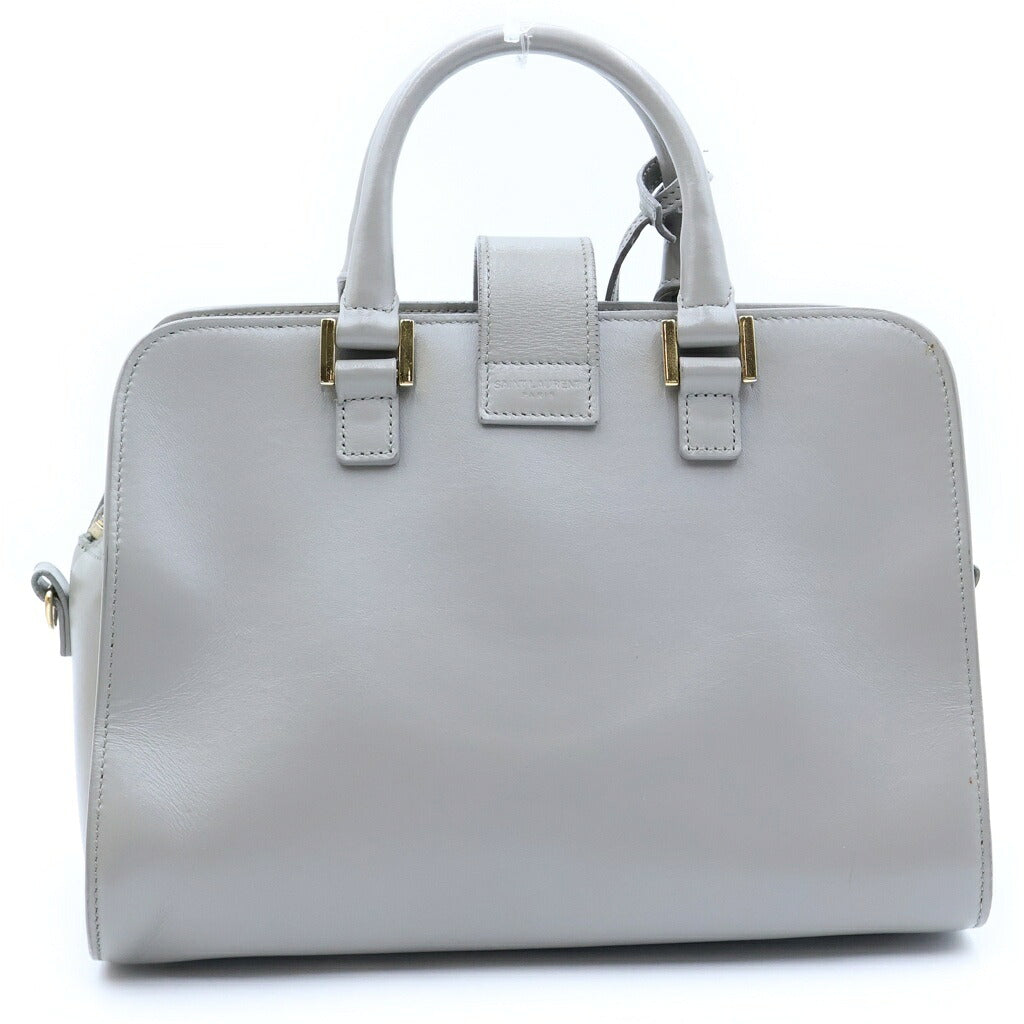SAINT LAURENT PARIS(サンローランパリ) ベイビーカバス 2WAYバッグ ハンドバッグ ショルダーバッグ グレー レザー 472466 ゴールド金具