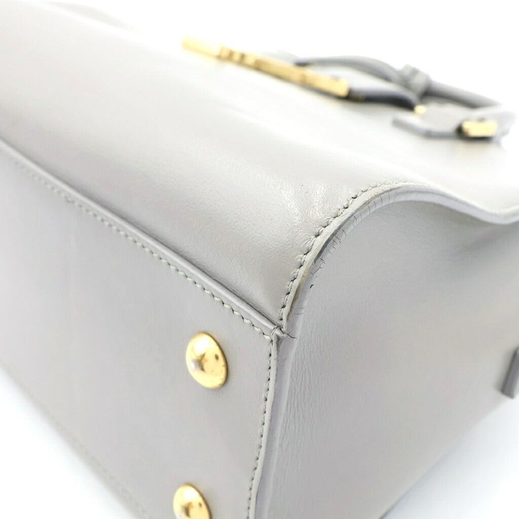 SAINT LAURENT PARIS(サンローランパリ) ベイビーカバス 2WAYバッグ ハンドバッグ ショルダーバッグ グレー レザー 472466 ゴールド金具