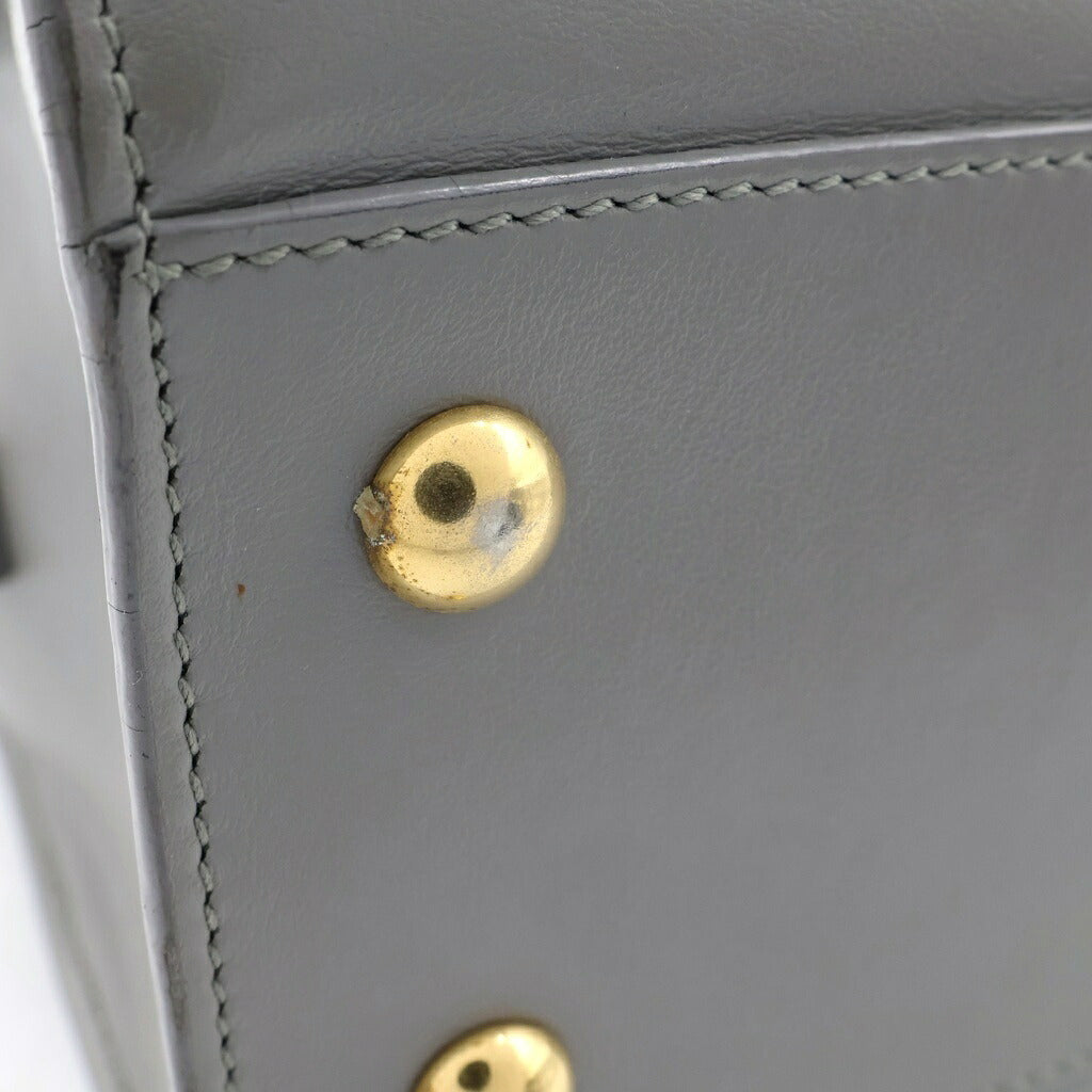 SAINT LAURENT PARIS(サンローランパリ) ベイビーカバス 2WAYバッグ ハンドバッグ ショルダーバッグ グレー レザー 472466 ゴールド金具