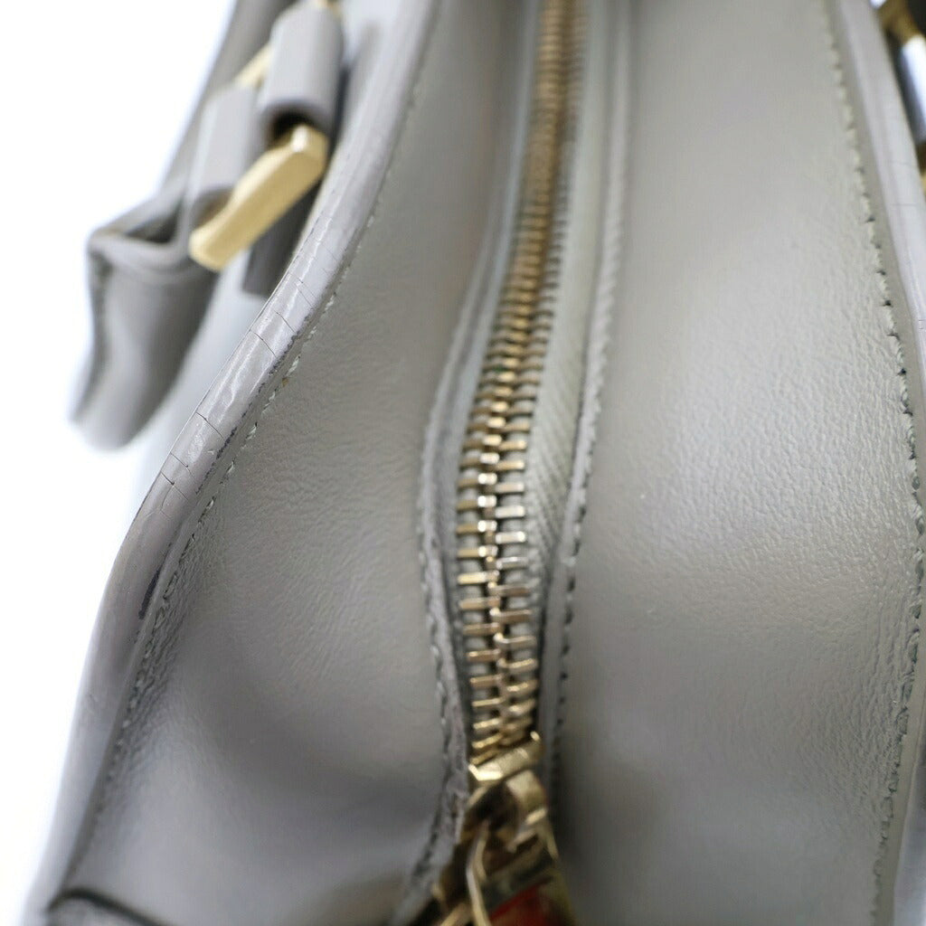 SAINT LAURENT PARIS(サンローランパリ) ベイビーカバス 2WAYバッグ ハンドバッグ ショルダーバッグ グレー レザー 472466 ゴールド金具